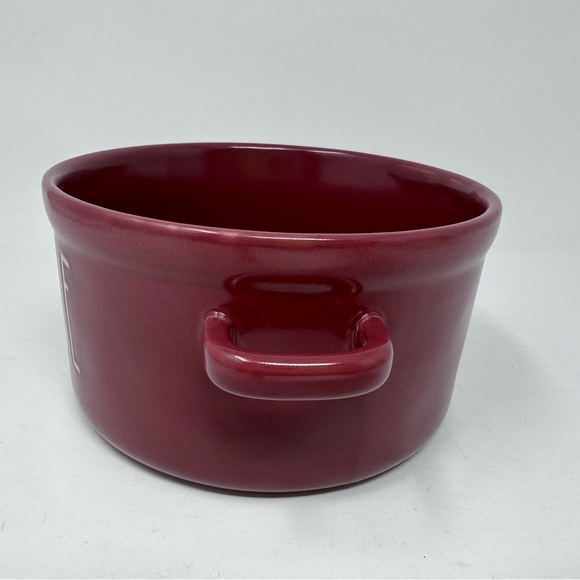 Rae Dunn Gobble Souffle Casserole Soup Bowl Burgundy Maroon 6 inch Two Handles - Picture 4 of 10